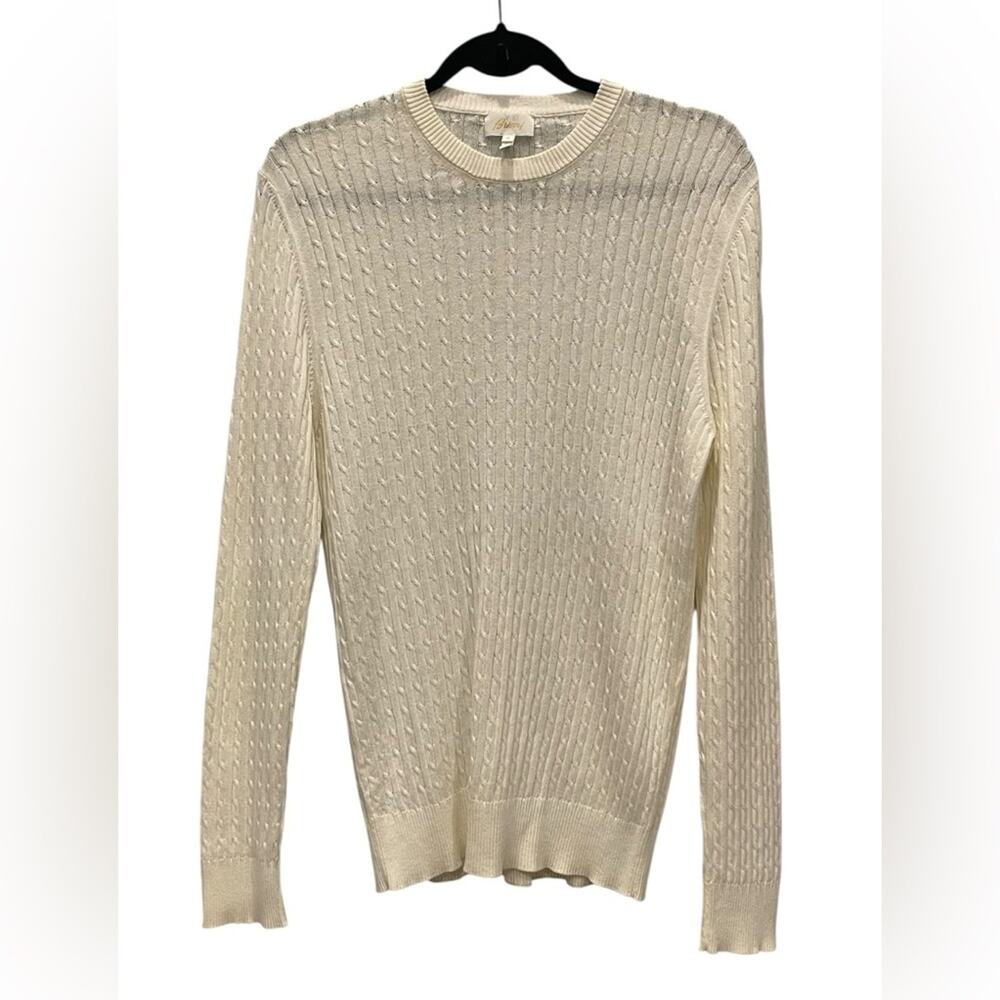 Brioni white ribbed knit sweater in 100% cotton Size:M